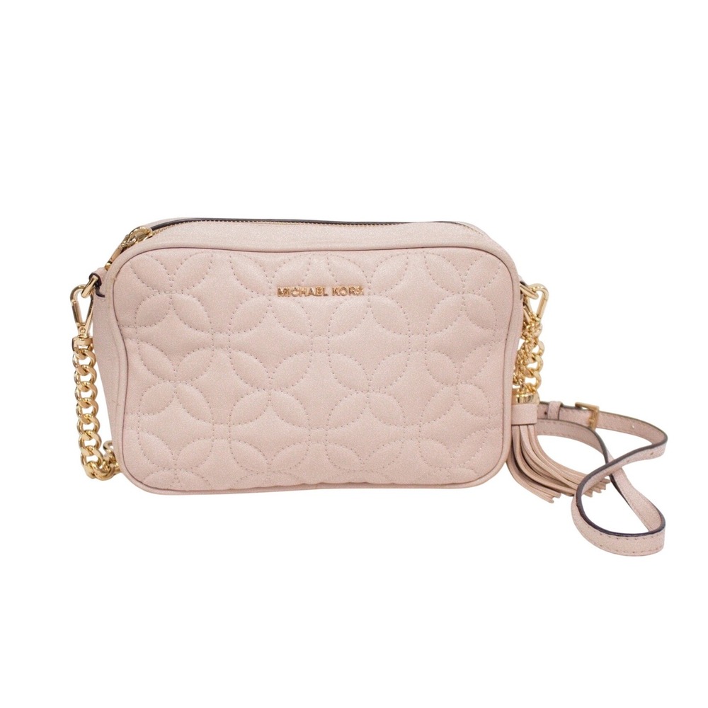 Michael Kors Quilted Floral Light Rose Gold Leather‎ Camera Crossbody